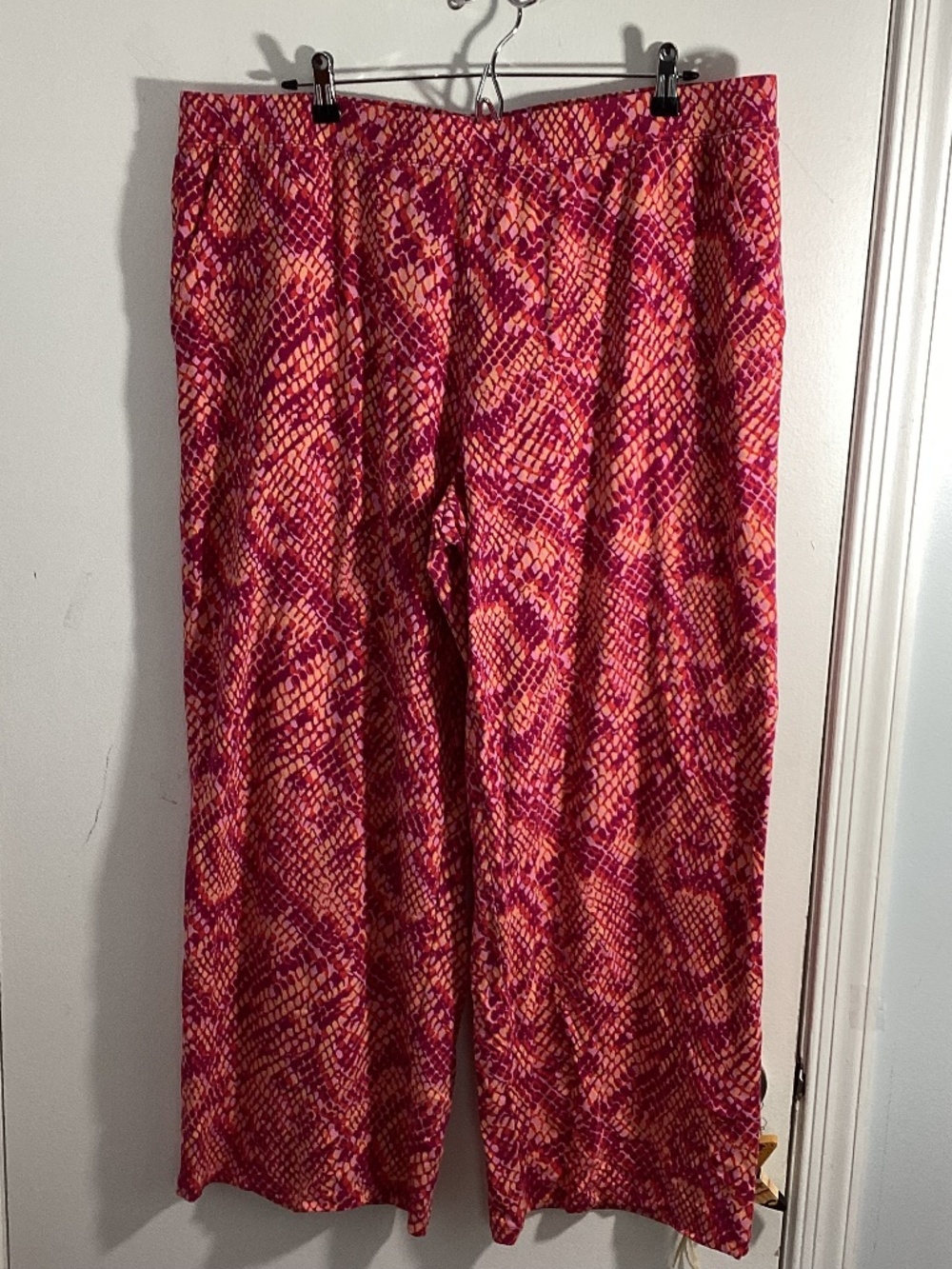 D & CO. BEACH XL WIDE LEG PINK PURPLE GEOMETRIC PRINT COTTON/VISCOSE BLEND - Picture 1 of 8
